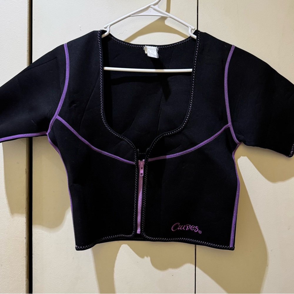 Black and Purple Zip-Up Top